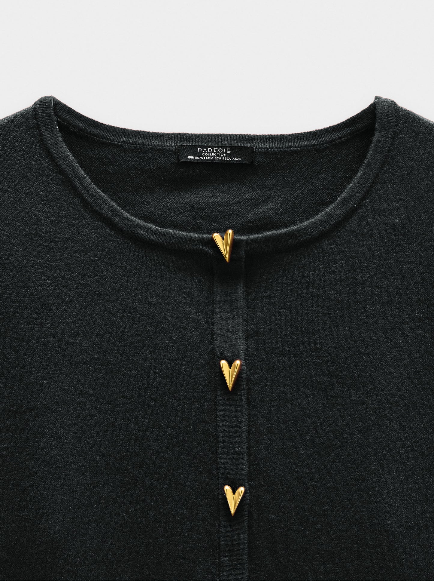 Knit Mesh Cardigan With Heart Buttons