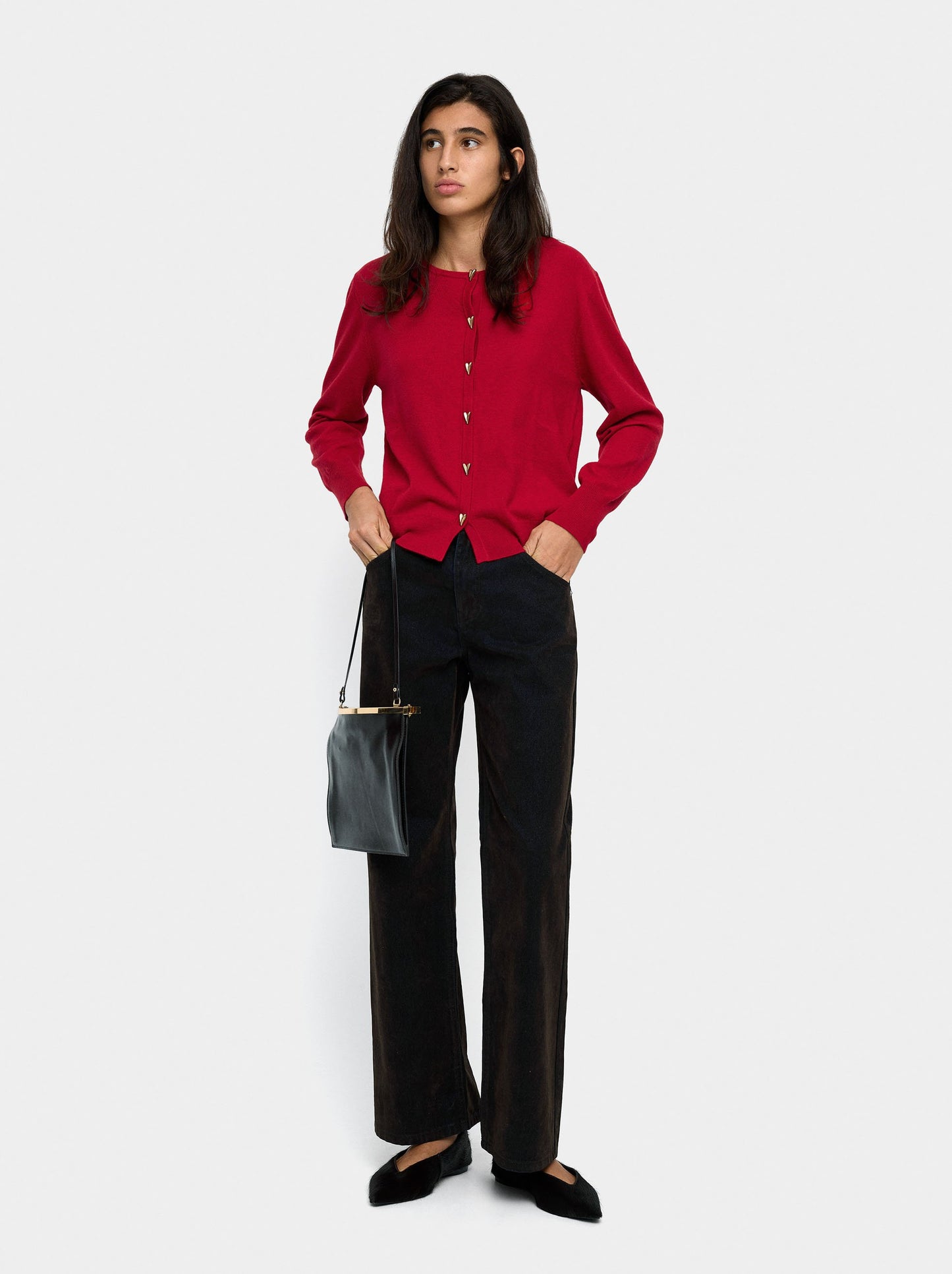 Knit Mesh Cardigan With Heart Buttons