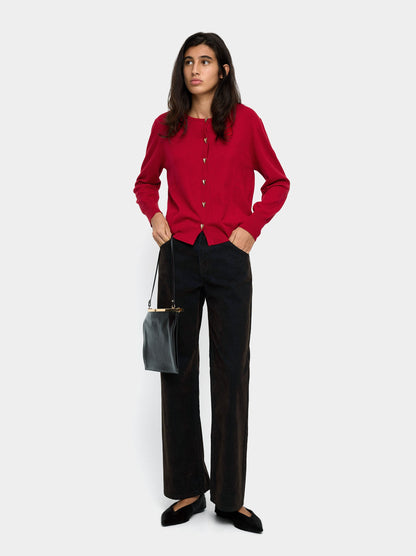 Knit Mesh Cardigan With Heart Buttons