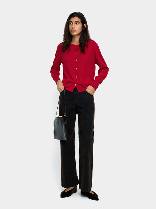 Knit Mesh Cardigan With Heart Buttons