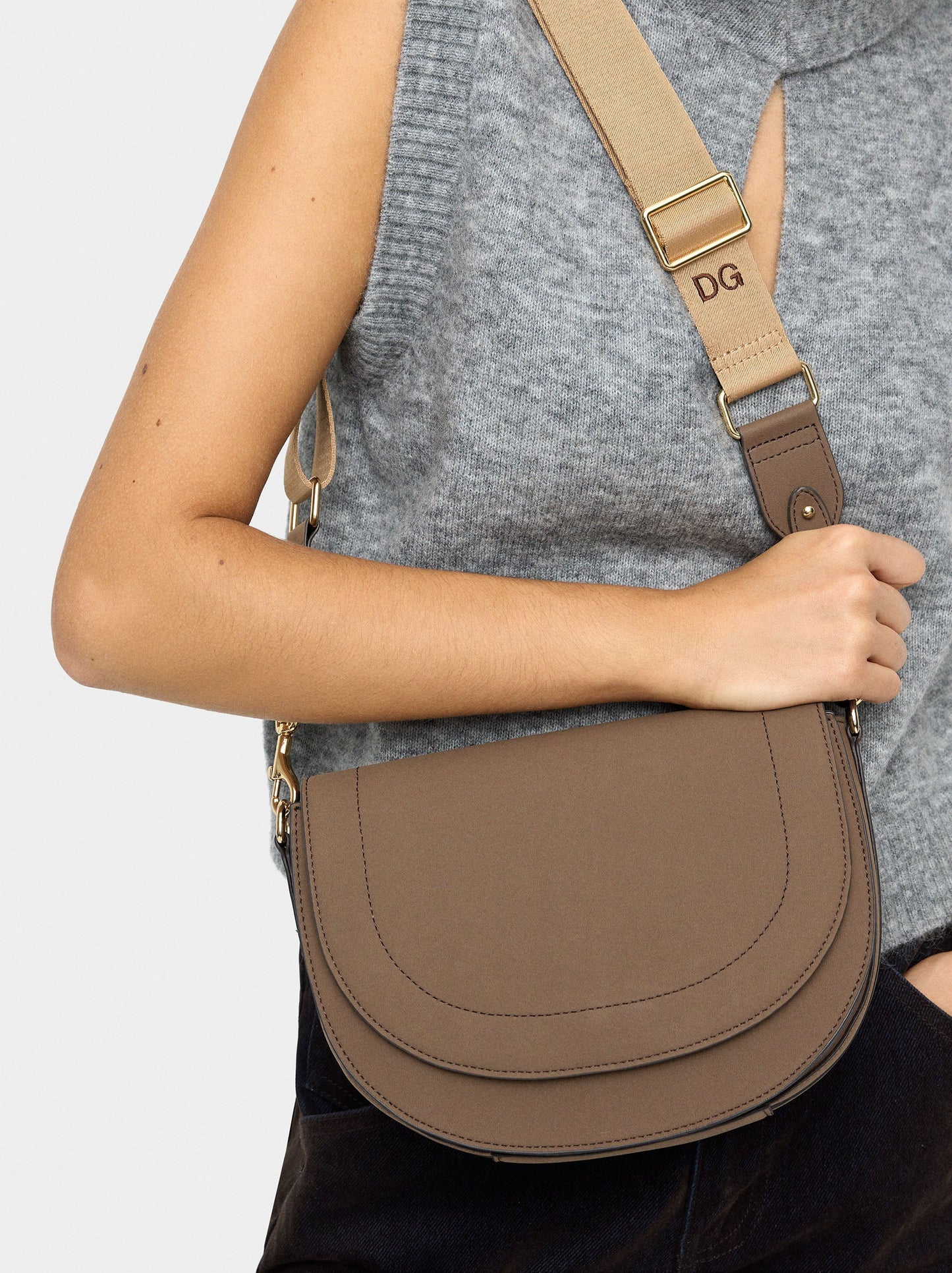 Oval Crossbody Bag With Flap