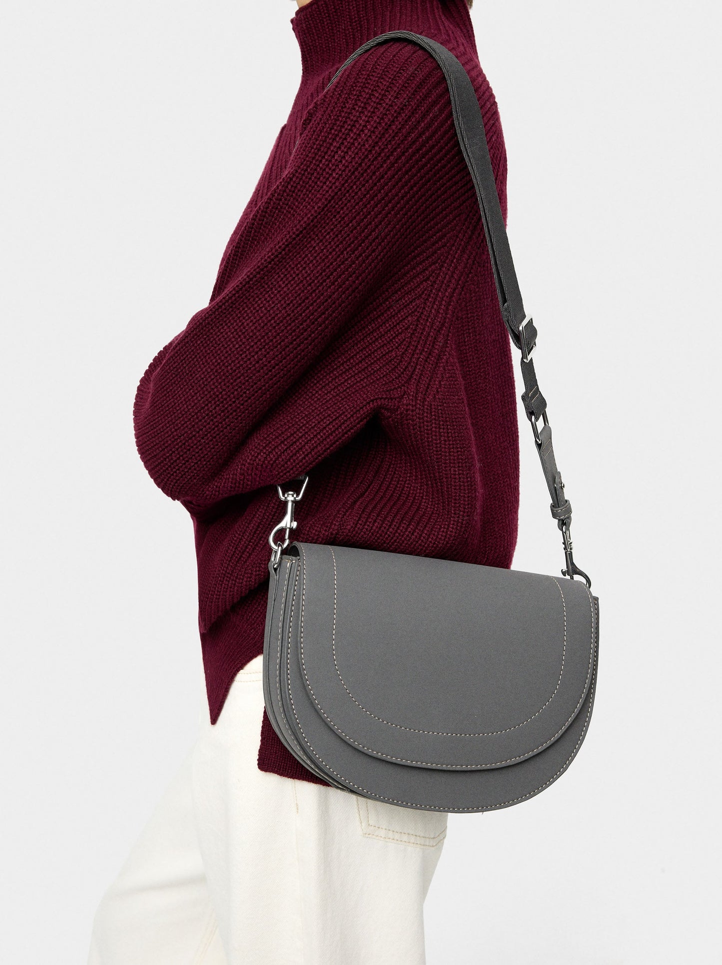 Oval Crossbody Bag With Flap