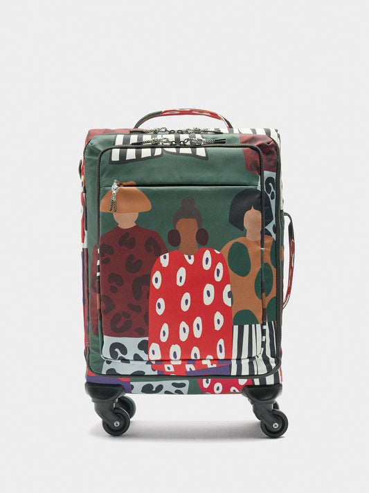 Travel Suitcase With Printed Nylon