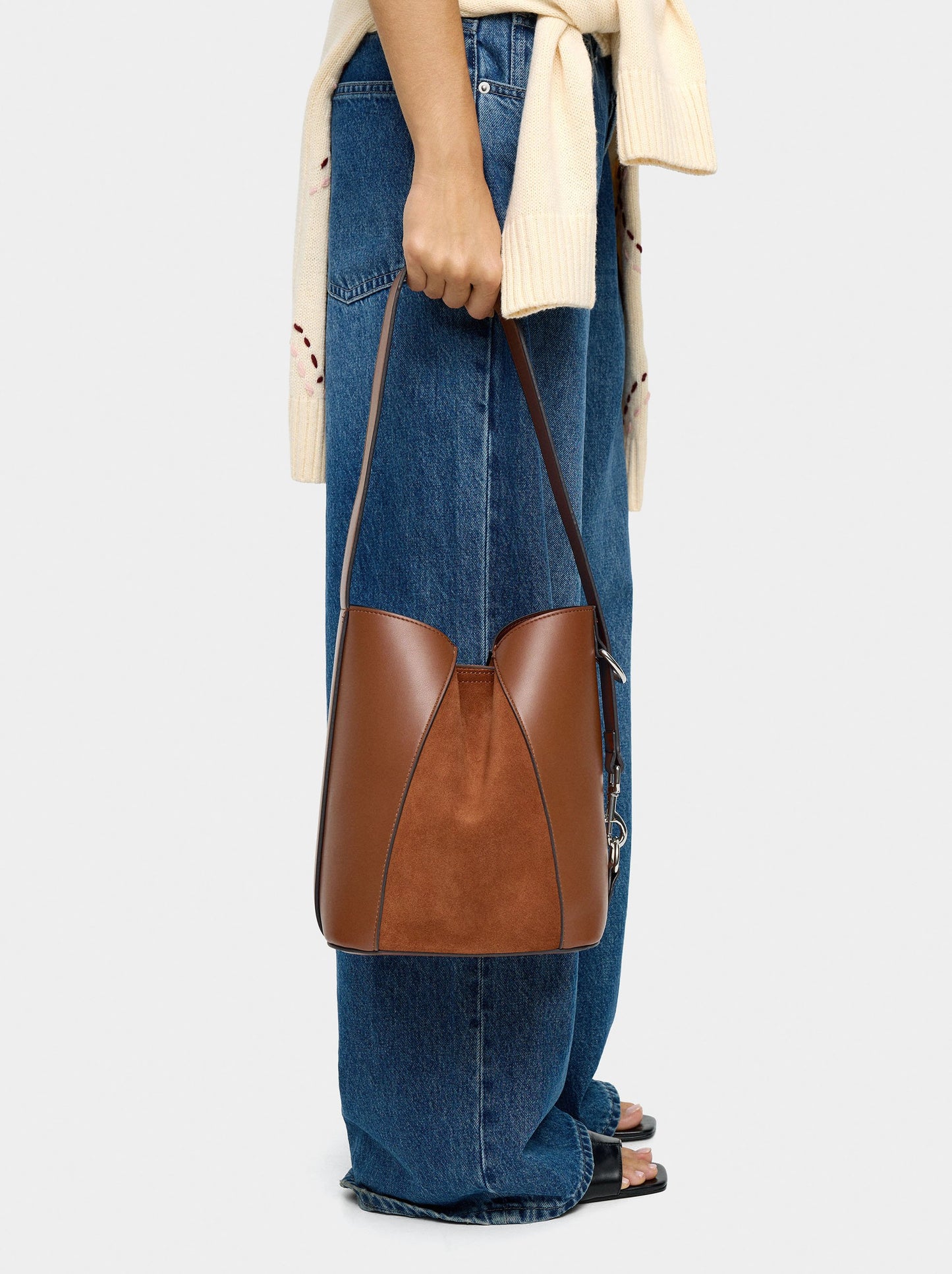 Bucket Bag With Leather Details