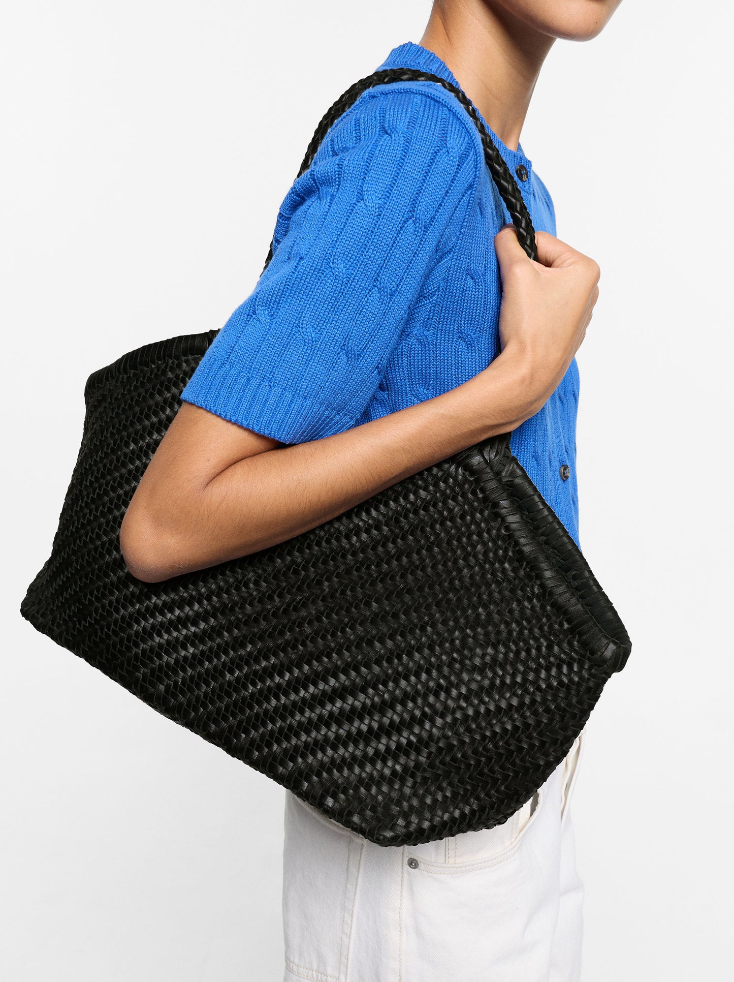 Woven Leather Shopper Bag