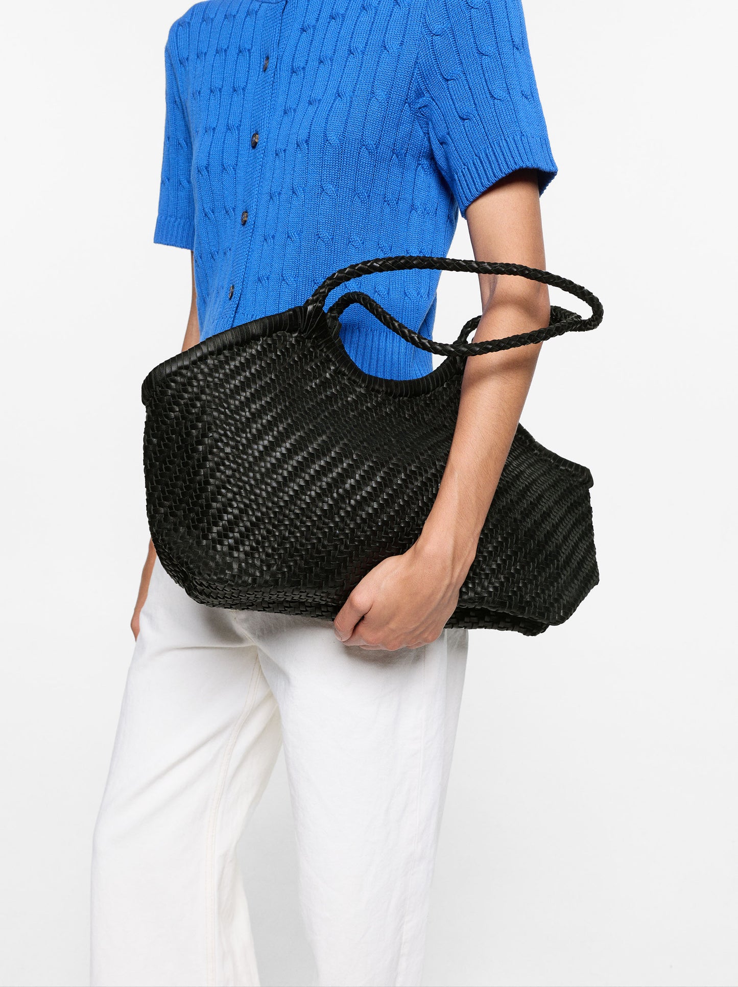 Woven Leather Shopper Bag