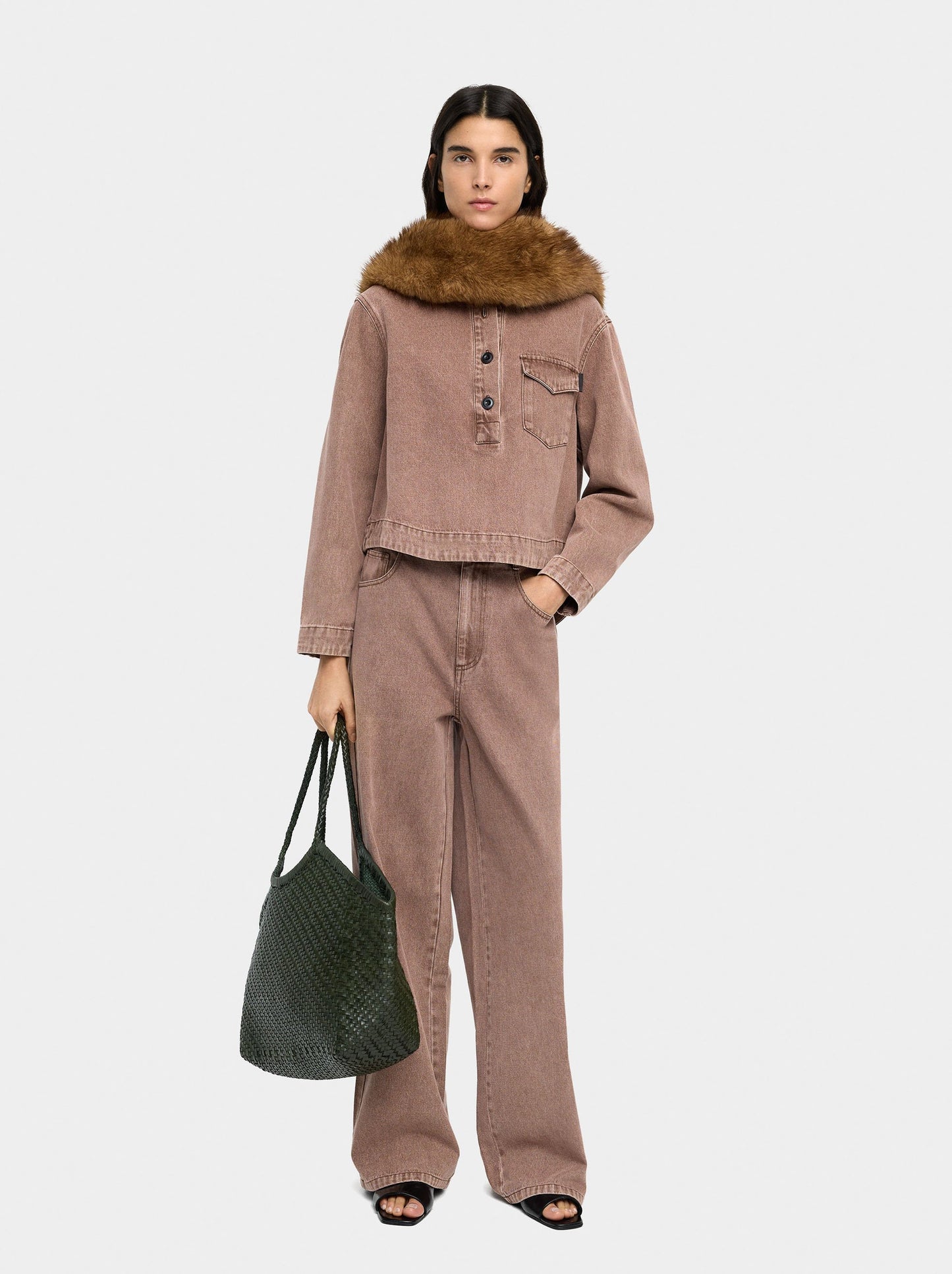 Woven Leather Shopper Bag