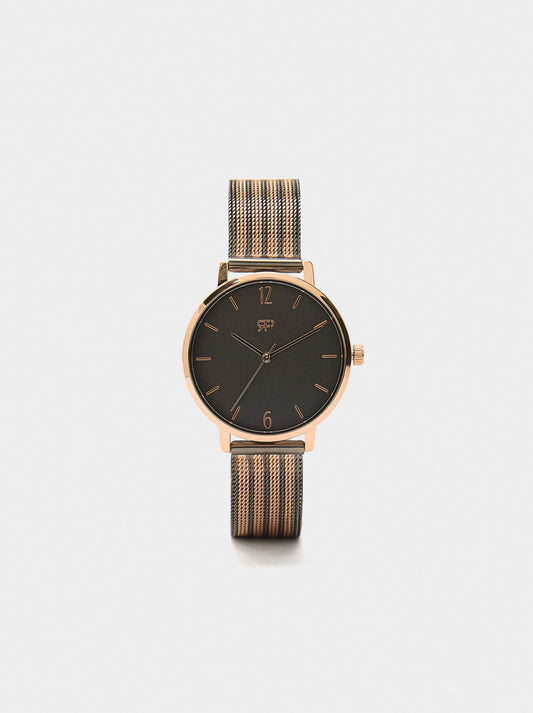Watch With Bicolor Metal Mesh