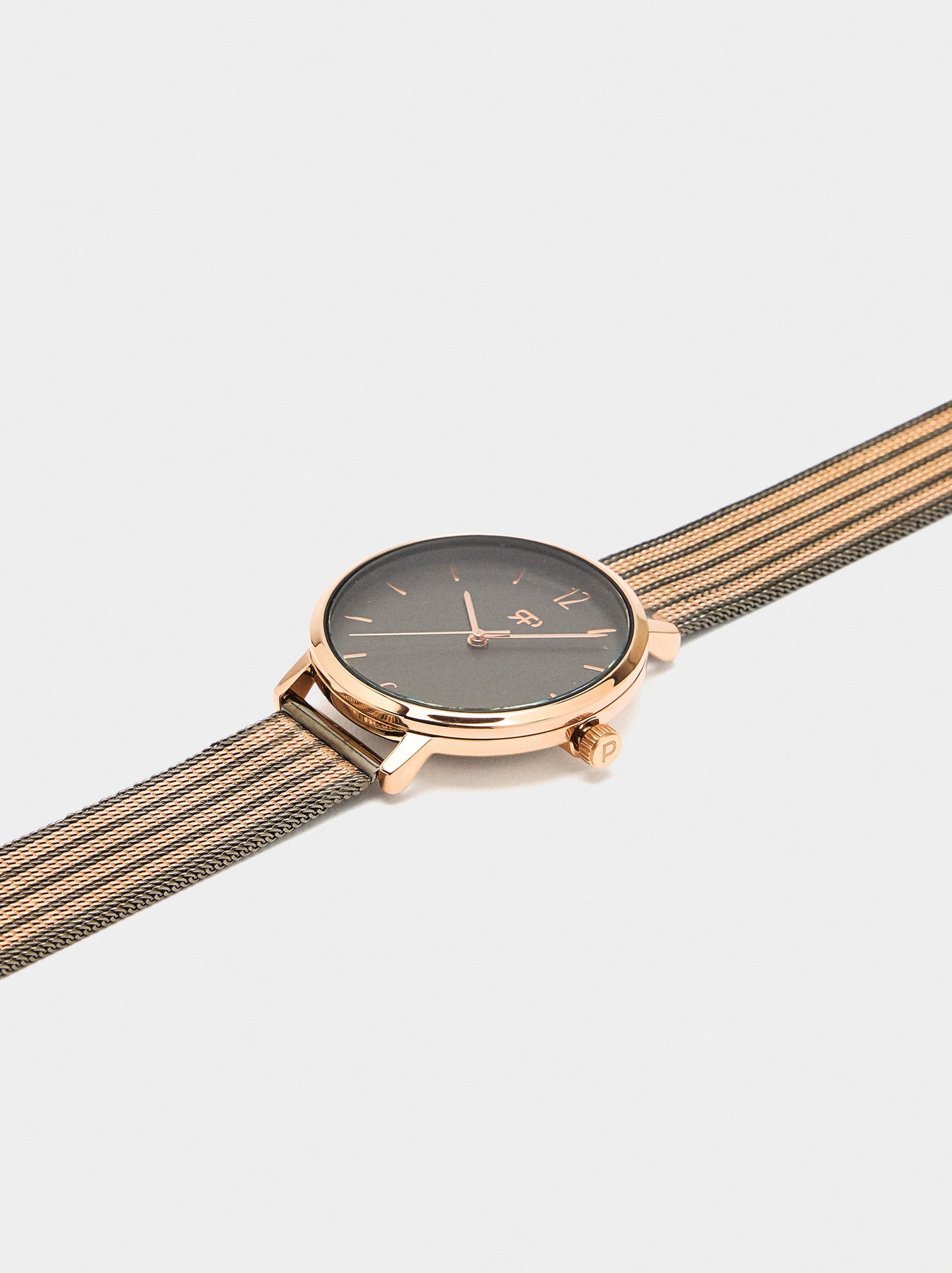 Watch With Bicolor Metal Mesh