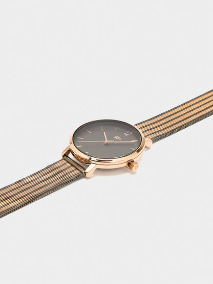 Watch With Bicolor Metal Mesh