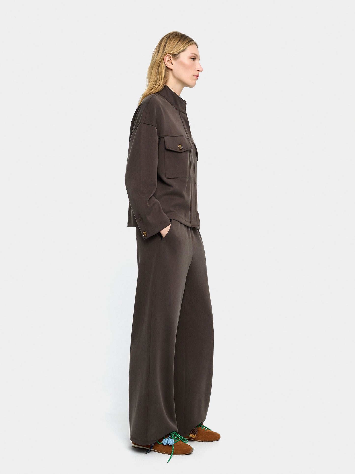 Straight Pants With Elastic Waist