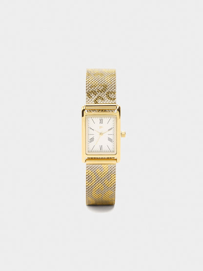 Animal Printed Mesh Strap Watch