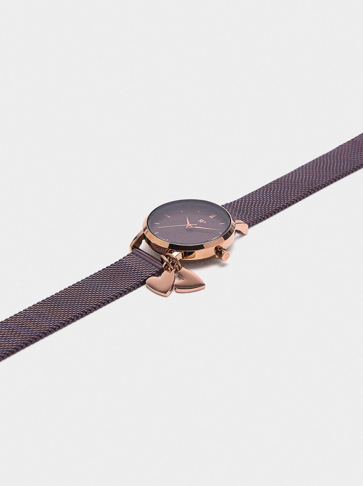 Steel Metal Mesh Watch With Charm