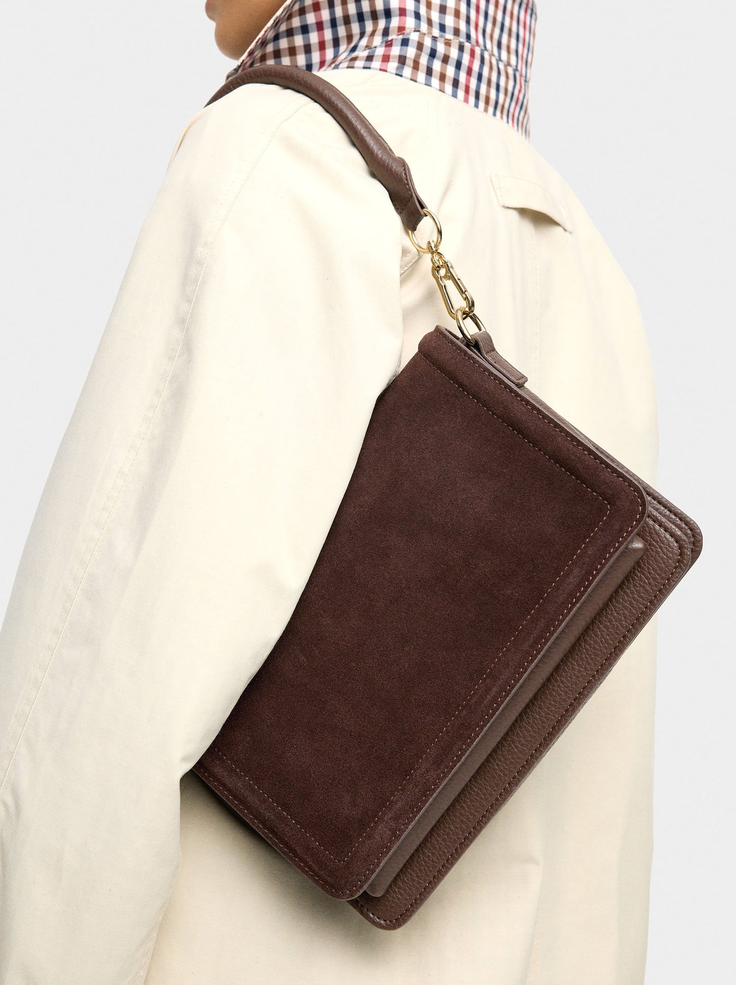 Crossbody Bag With Flap And Leather Details
