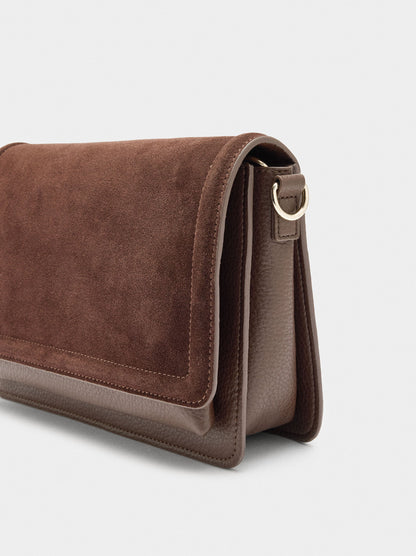 Crossbody Bag With Flap And Leather Details