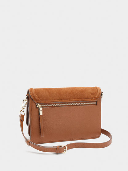 Crossbody Bag With Flap And Leather Details