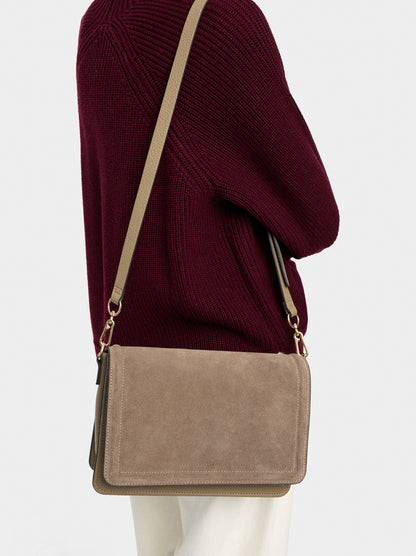 Crossbody Bag With Flap And Leather Details