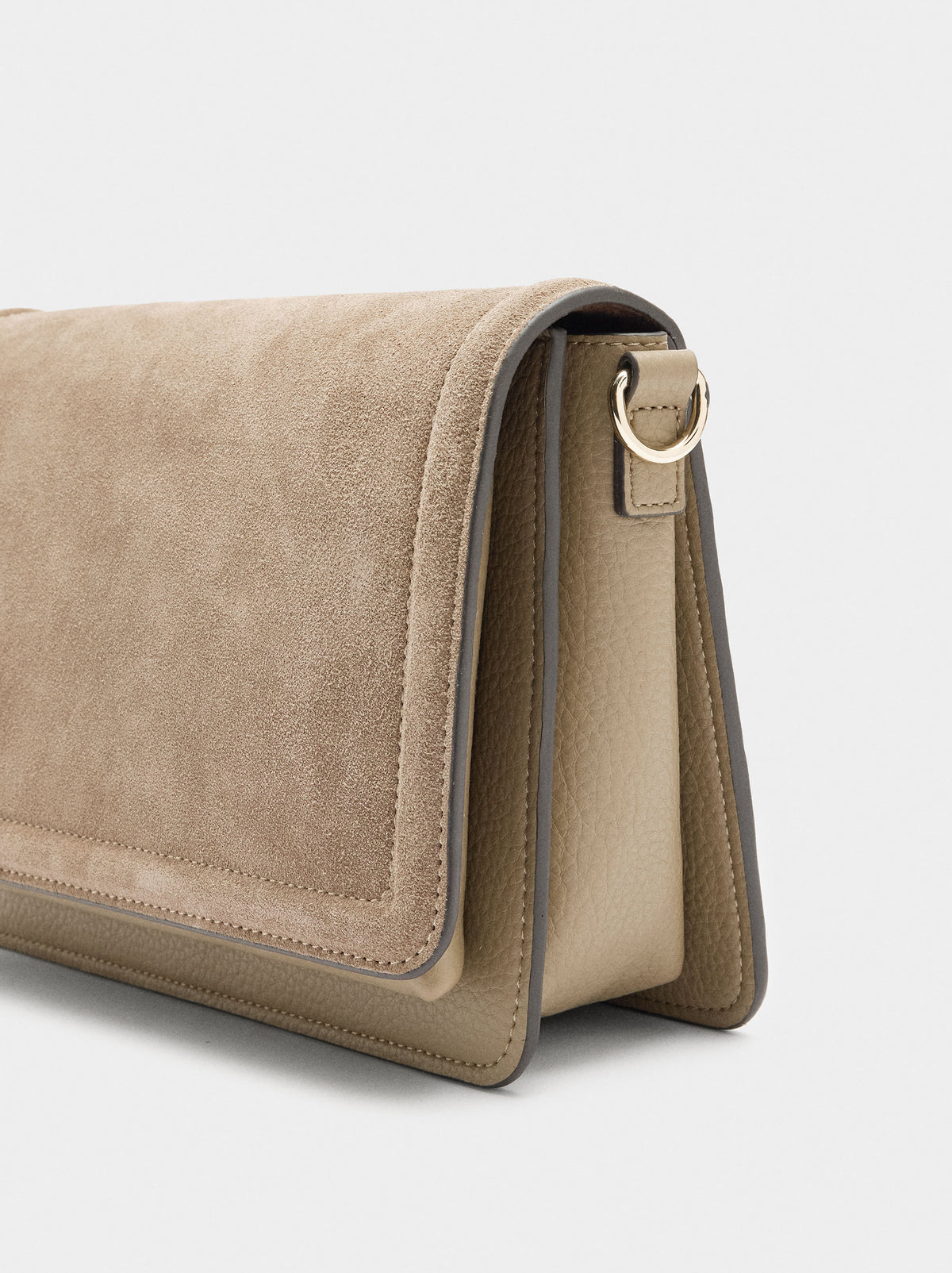 Crossbody Bag With Flap And Leather Details