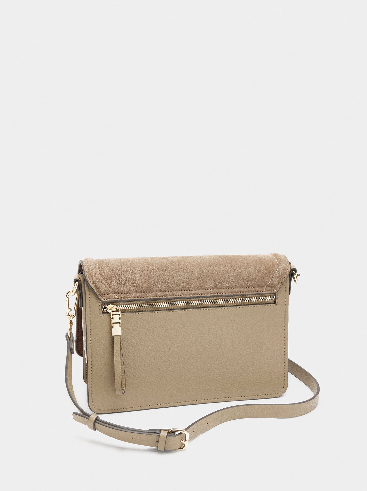 Crossbody Bag With Flap And Leather Details