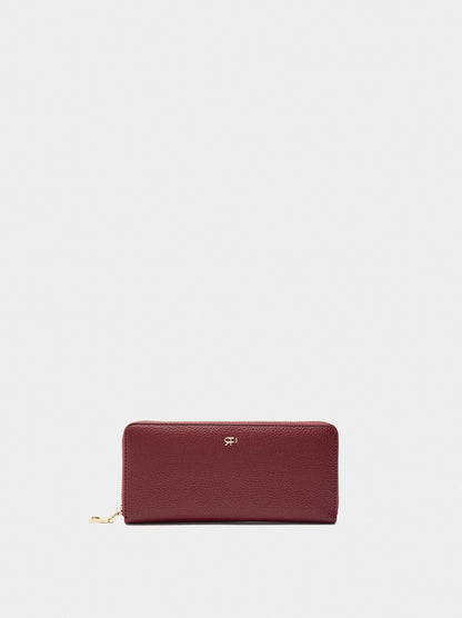 Wallet With Texture And Zipper Closure