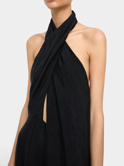 Jumpsuit With Halter Crinkled Effect