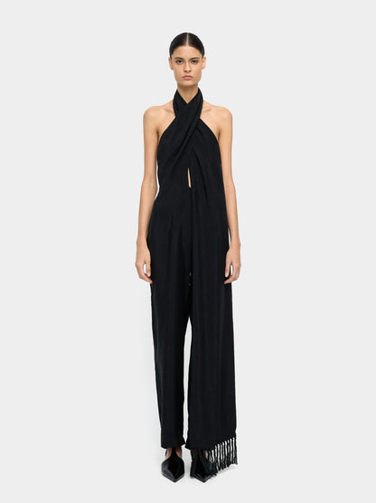 Jumpsuit With Halter Crinkled Effect