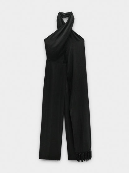 Jumpsuit With Halter Crinkled Effect