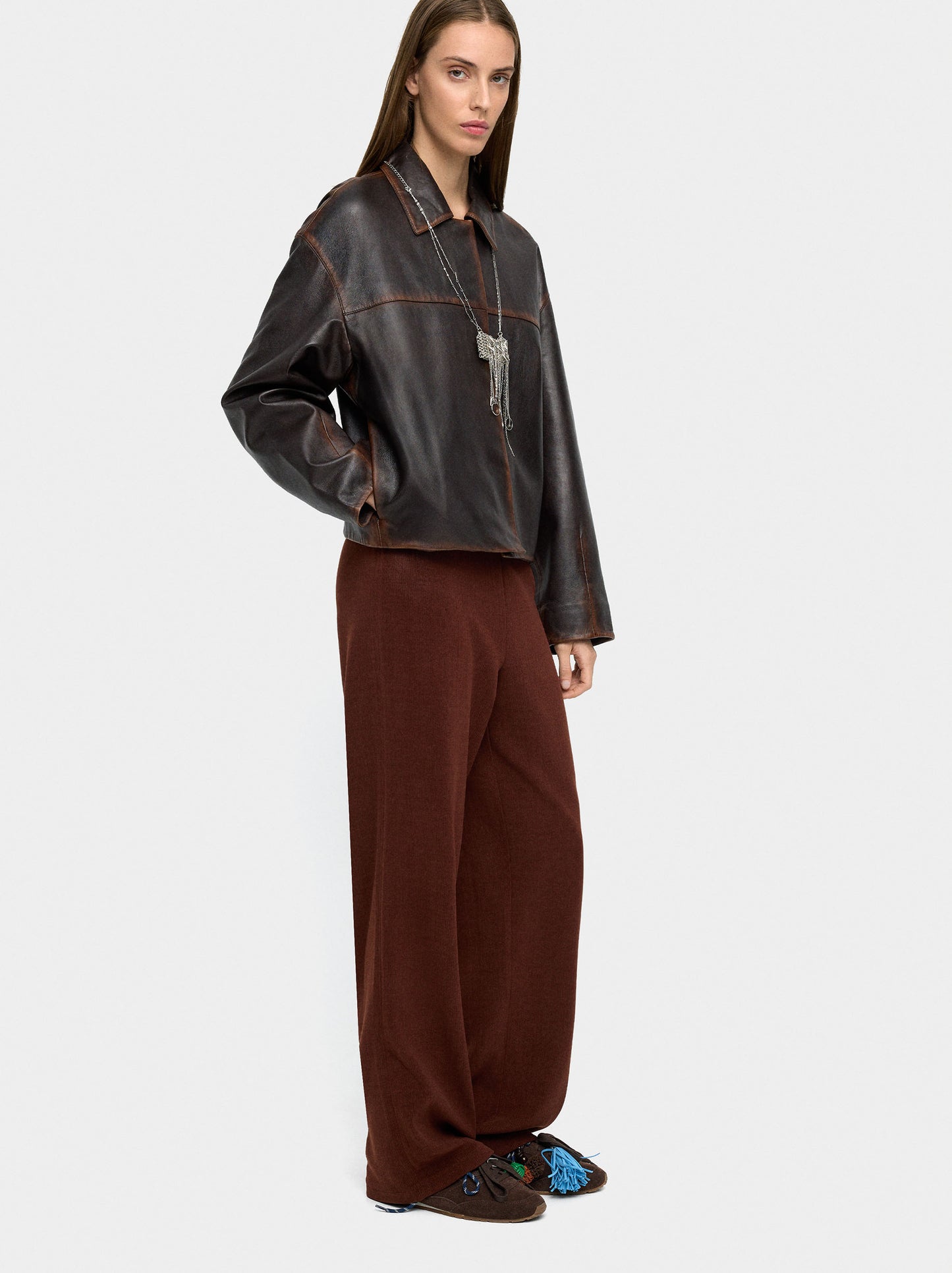 Straight Pants With Elastic Waist