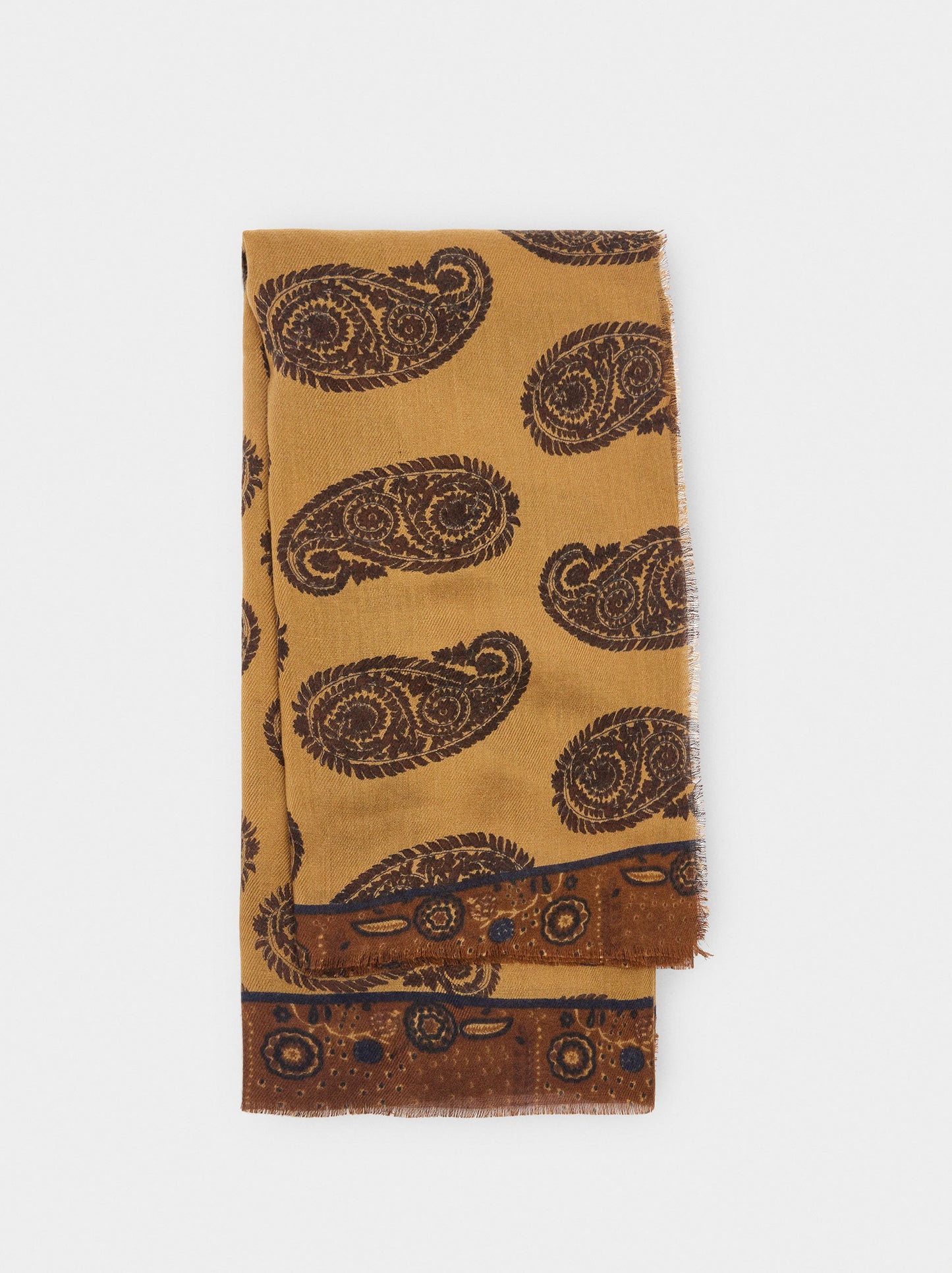 Printed Scarf With Wool Blend