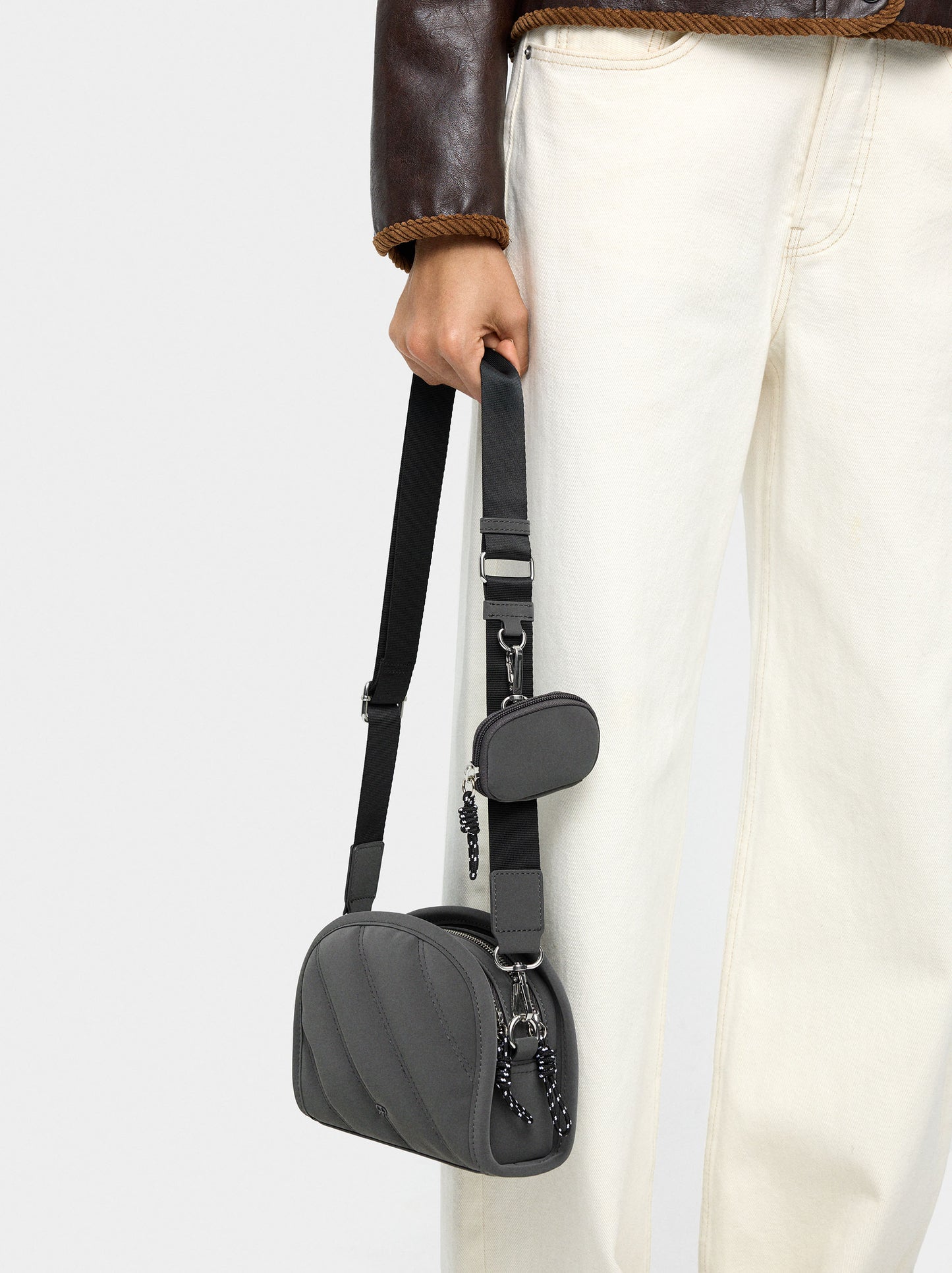 Crossbody Bag With Soft Texture And Pendant