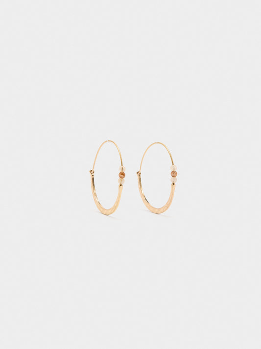Flat Hoop Earrings With Beads