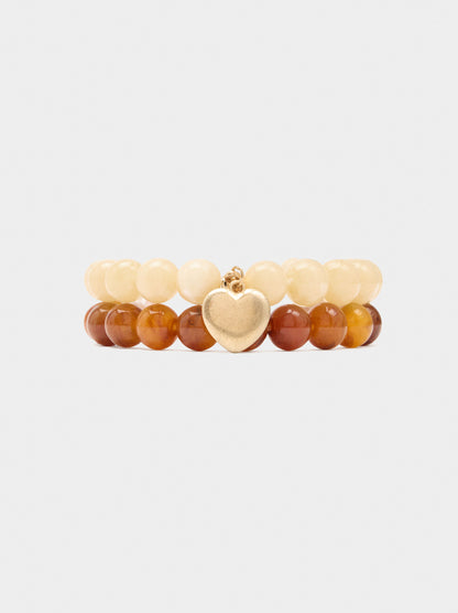 Set Of Elastic Bracelets With Heart