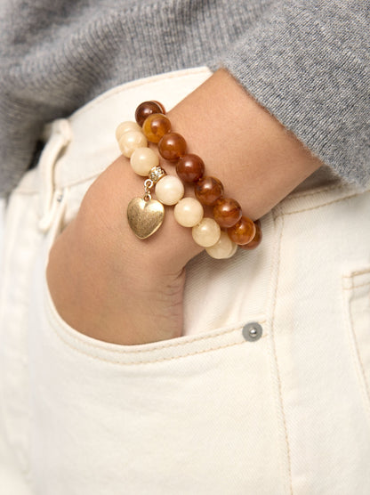 Set Of Elastic Bracelets With Heart