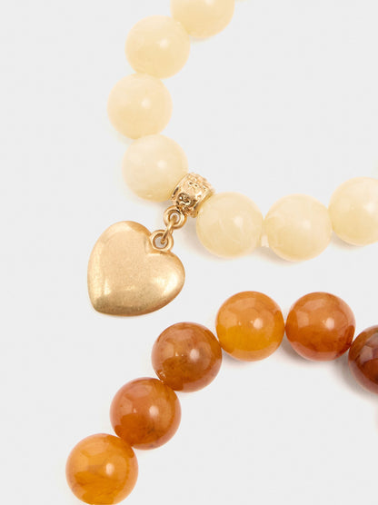 Set Of Elastic Bracelets With Heart