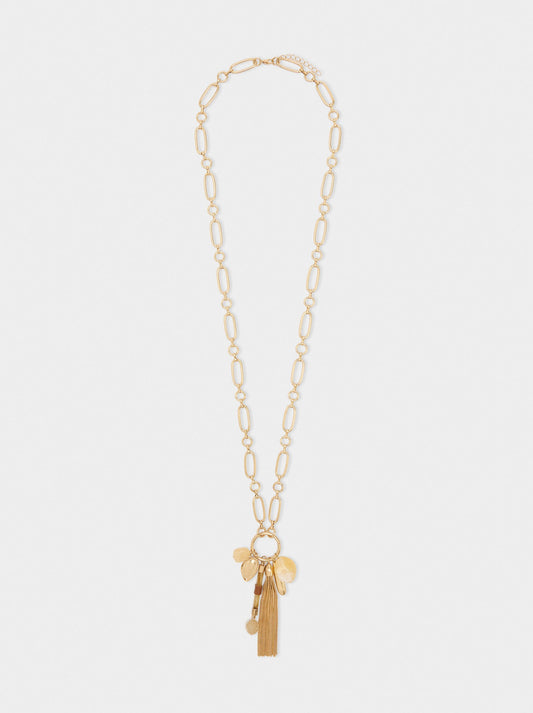 Pendant Links Necklace With Fringes