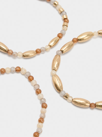 Set Of Elastic Bracelets With Beads