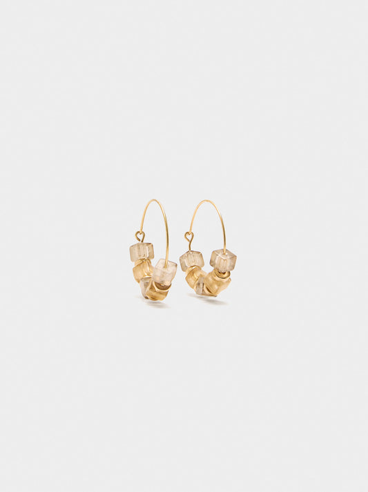 Hoop Earrings With Square Beads