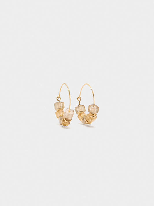 Hoop Earrings With Square Beads