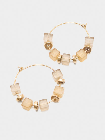 Hoop Earrings With Square Beads