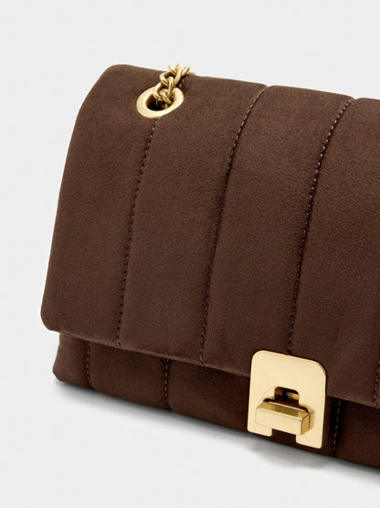 Leather-Effect Shoulder Bag With Flap