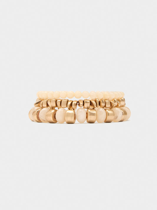 Set Of Elastic Bracelets With Stone Effect