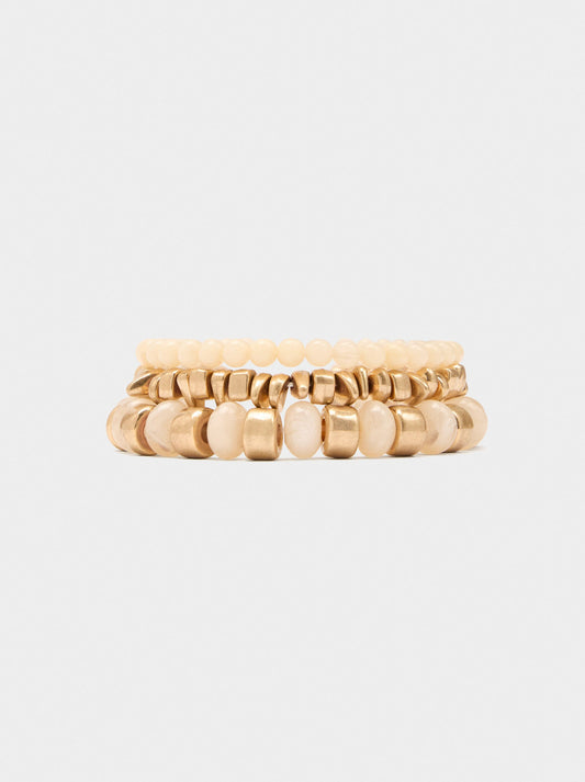 Set Of Elastic Bracelets With Stone Effect