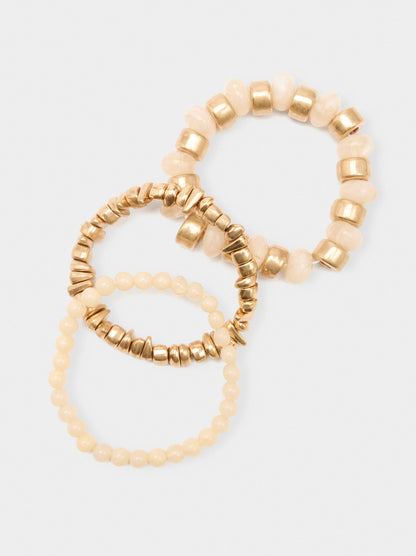 Set Of Elastic Bracelets With Stone Effect