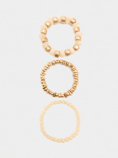 Set Of Elastic Bracelets With Stone Effect