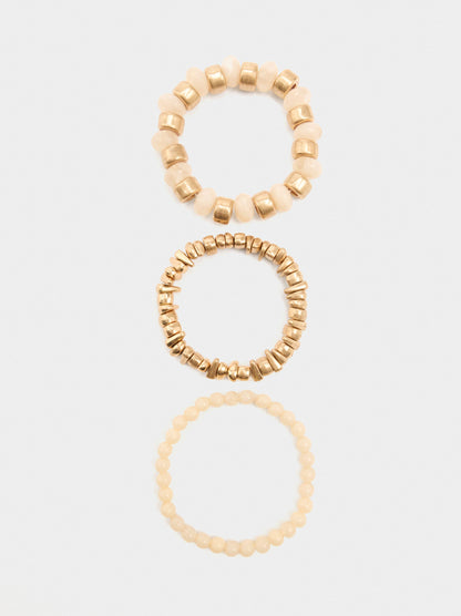 Set Of Elastic Bracelets With Stone Effect