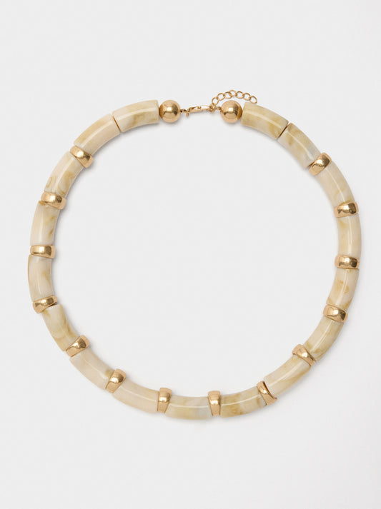 Short Segmented Necklace With Stone Effect