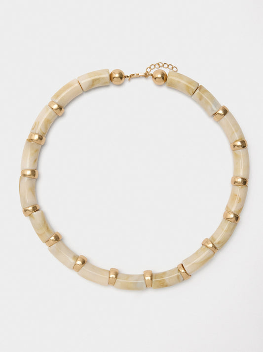 Short Segmented Necklace With Stone Effect