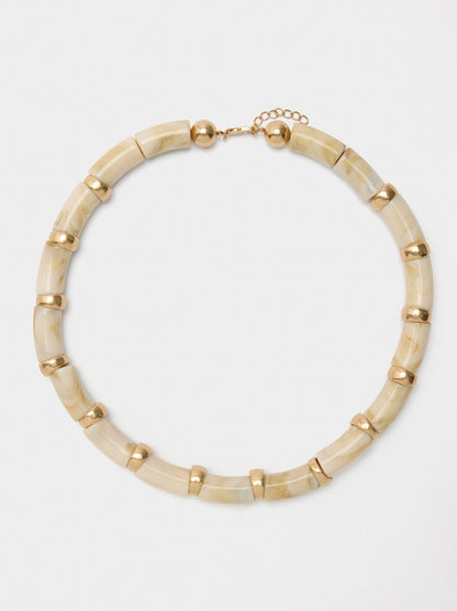 Short Segmented Necklace With Stone Effect