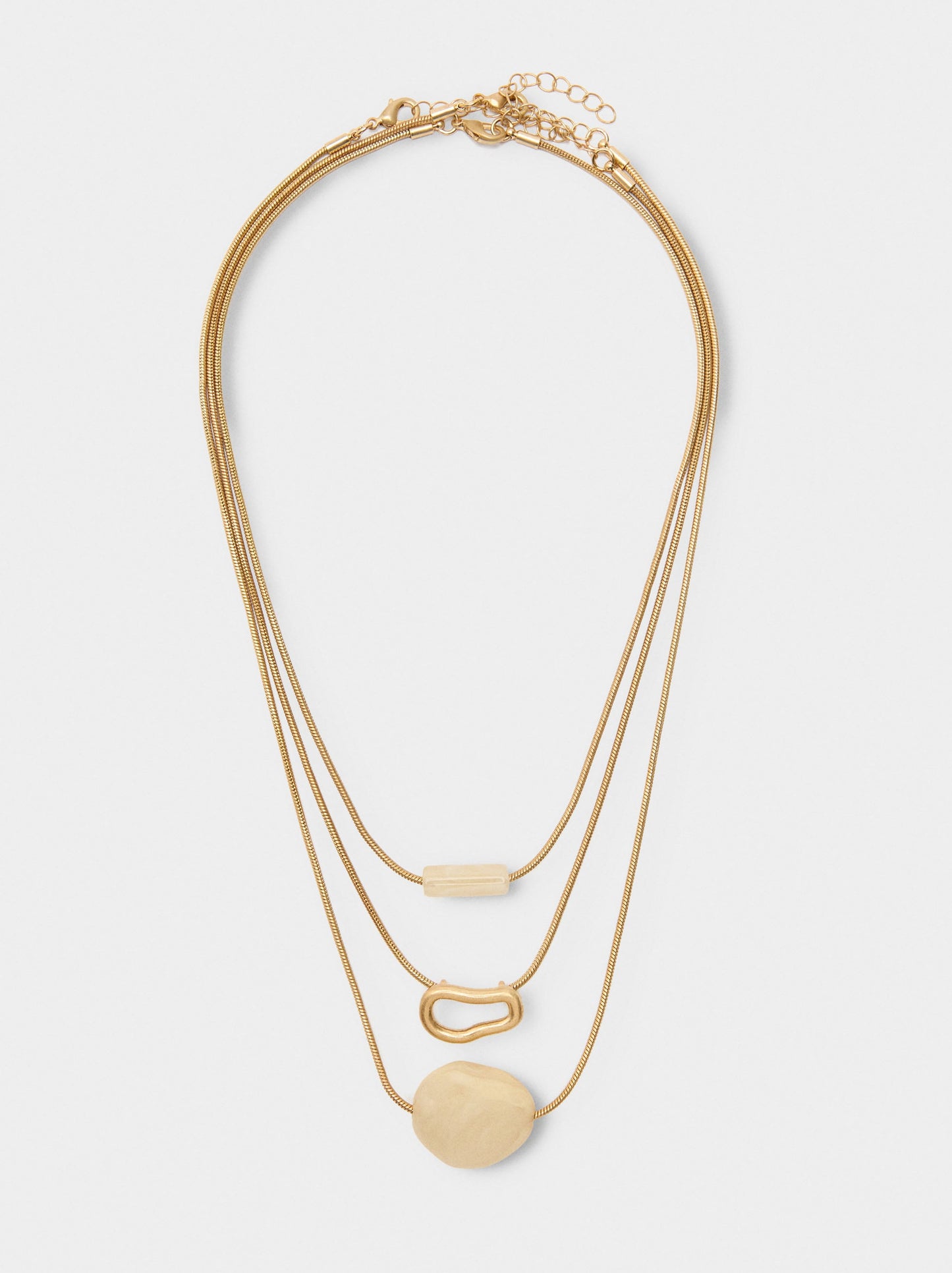 Set Of Pendant Necklaces With Stone Effect