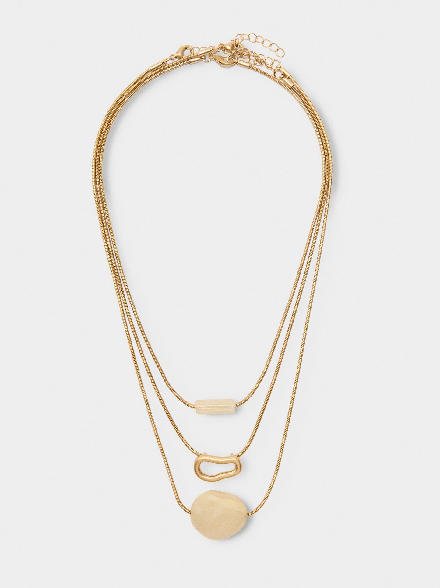 Set Of Pendant Necklaces With Stone Effect